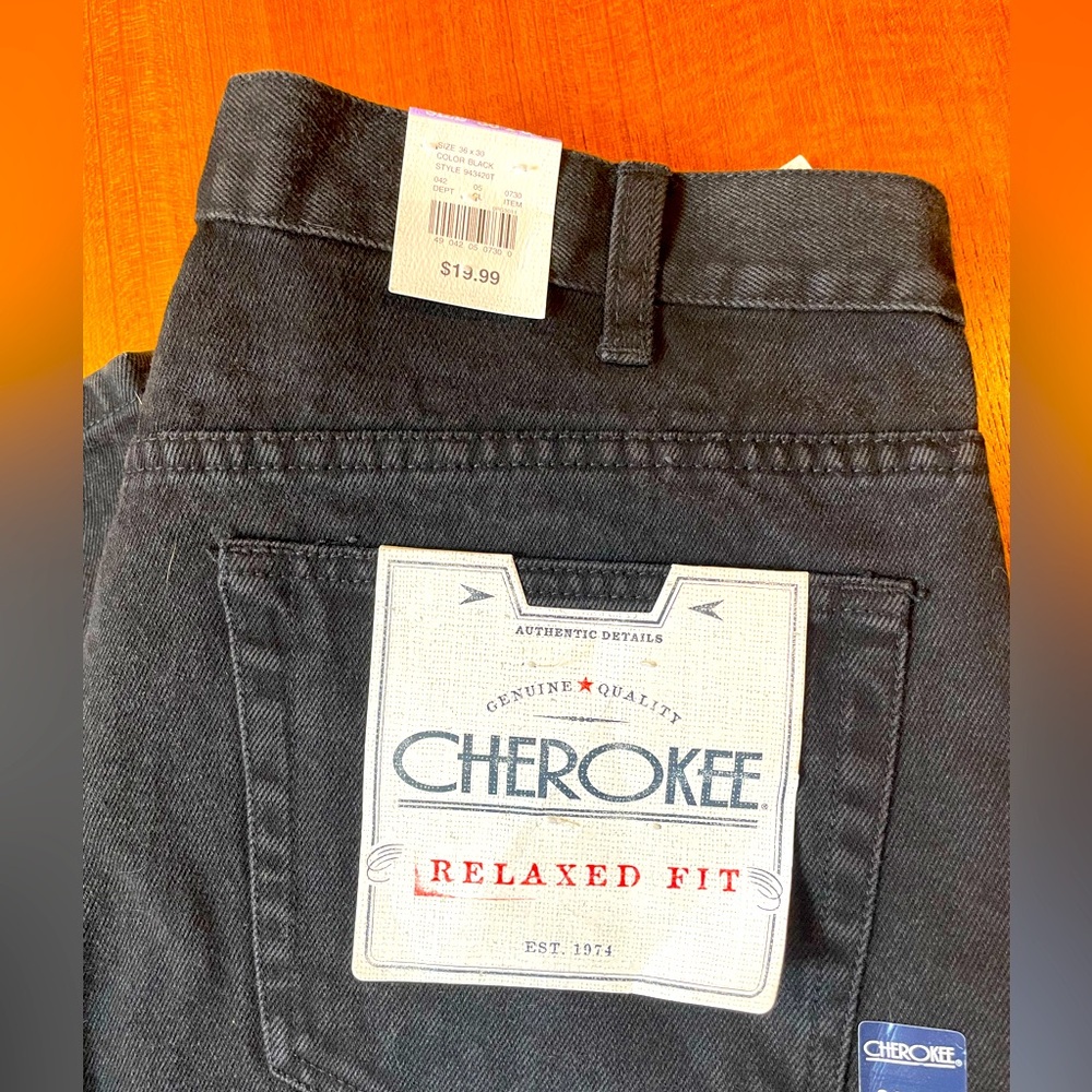 Cherokee Black Relaxed Fit Jeans 36 x 30 NWT